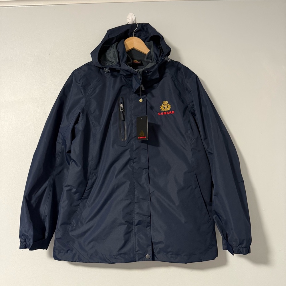 Cunard 3-in-1 Jacket Hooded Windbreaker Fleece Women's‎ XL Navy Blue Landway